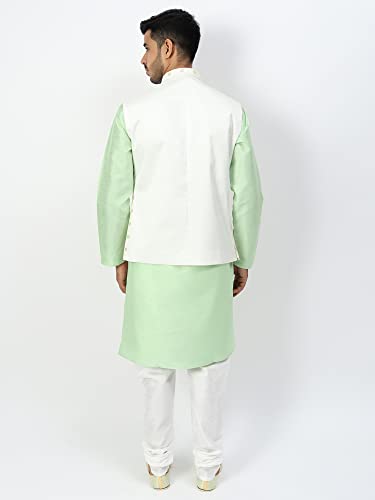 Image of Uri and MacKenzie Men's Silk Blend Kurta Pyjama with Stylish Embroidered Ethnic Jacket
