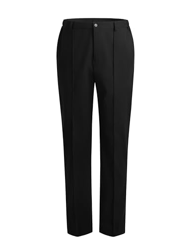 Sheenfon Eliot Men’s Chef Pants – Tailored Straight-Leg Design with Center Crease, Restaurant & Kitchen Workwear with Utility Pockets, Black