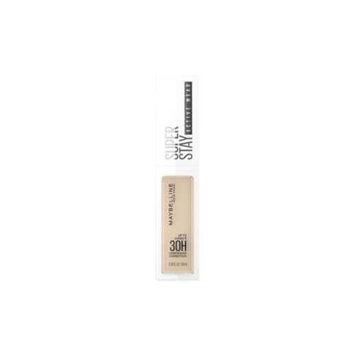 MAYBELLINE New York Corrector Superstay Active Wear 30H, Textura ultra-ligera, Larga duración, Tono 15 Light, 10 ml (Paquete de 1)