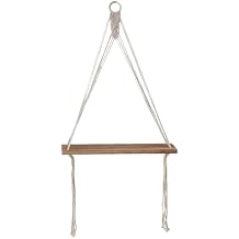 Boho Macrame Wall Hanging Shelf Wall Decoration, Creative, Rustic, Elegant Wooden Display Shelf Floating Shelf for Nursery, White