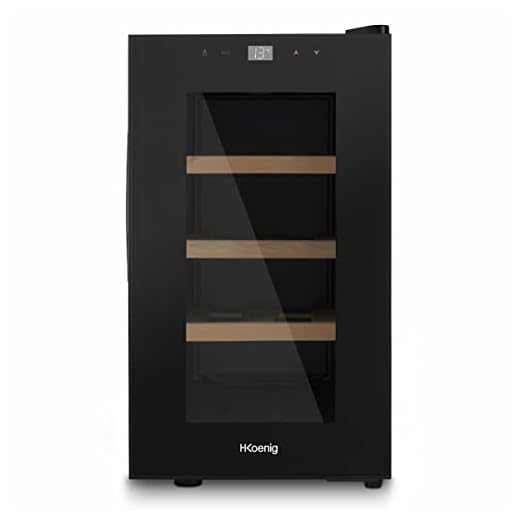 H.Koenig Cave à vin 8 bouteilles de conservation AGE8WV 25L, Professionnelle Inox, Wine Cellar Réfrigérante Thermo Electrique multi température 8°C-18°C, Silencieuse, Eclairage intérieur, 3 Etagères