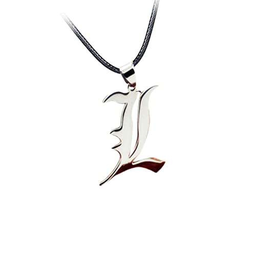 pendantmen pendantnecklaces for womenDeath Note L Lawliet Necklace Stainless Steel Old English Letter Pendant Beads Chain Necklaces Cosplay Accessories