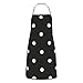 Delantales de cocina con estampado de lunares en blanco y negro para mujer, delantal con bolsillo, delantales de cocina para cocinar hornear, jardinería, unisex