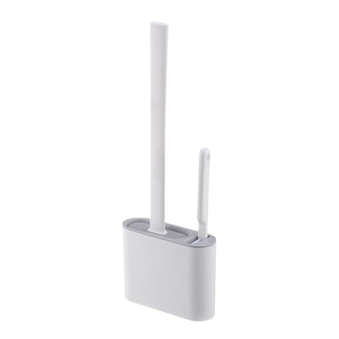 Kalkey 2 in 1 Toilet Brush Set with Holder | Wall Mounted Silicone Toilet Cleaning Brush with Hanging Stand | Soft Bristle Toilet Cleaner for Bathroom Hygiene (White)-image-48
