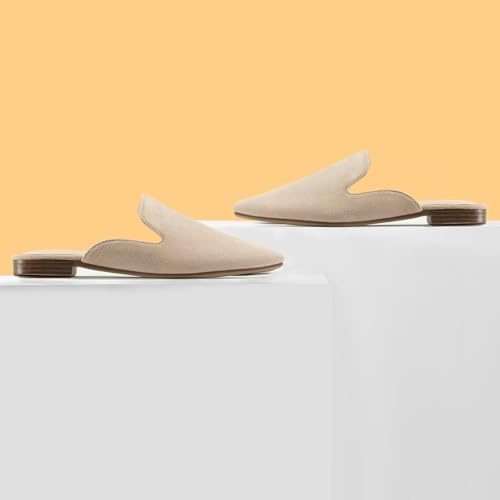 Image of MUSSHOE Women's Pointed Toe Mule Flats: Comfortable Lightweight Slip On Backless Loafers with Memory Foam for Office Work & Dressy Casual Wear