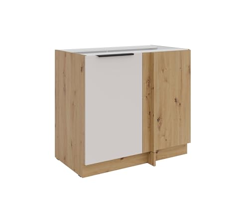 Kuechen-preisbombe Küchen Eckunterschrank 105 cm Küche Solano Kaschmir beige matt + Eiche Artisan matt Küchenzeile Küchenblock Einbauküche