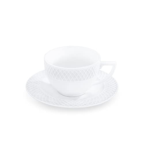 Wilmax | Servicio de café y té | Tazas con platillos 12 piezas | Tazas de café | Vajilla para 6 personas | Para café | Para té | Para postres | Set de regalo | Blanco | 240 ml