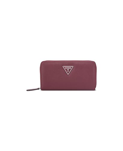 Image of Guess Oxblood Textured Zipper Viviette Medium Zip Around Wallet