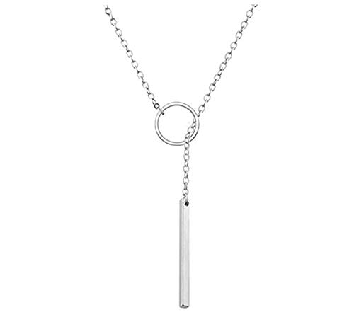 Dcfywl731 Silver Y Shape Necklace Lariat Necklace for Women Bar Necklace Bar Jewelry for Wife Gift