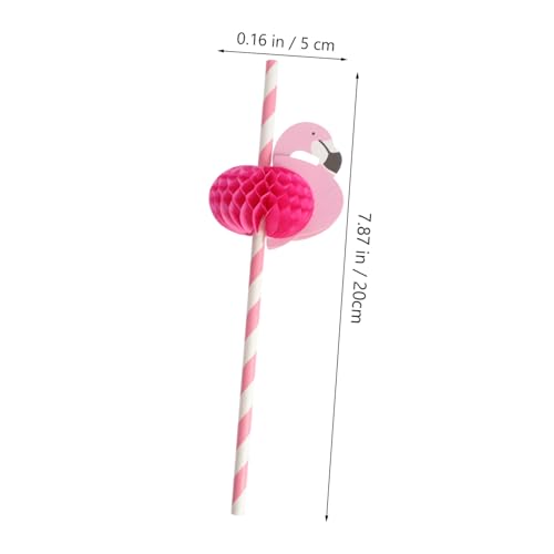 25 pitillos biodegradables de papel flamencos para fiesta miniatura 2