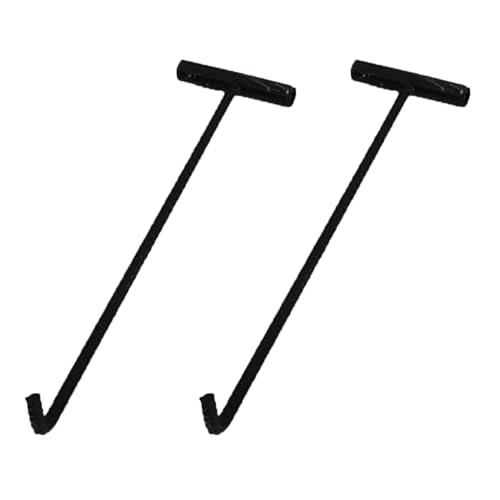 ZIMGOD Set of 2 Manhole Hooks Black Steel, Lifting & Pulling Tool for Sewer Covers/Septic Tanks Lids, Multipurpose Highway Drain Grate Lifter(64x15cm (25 1/4