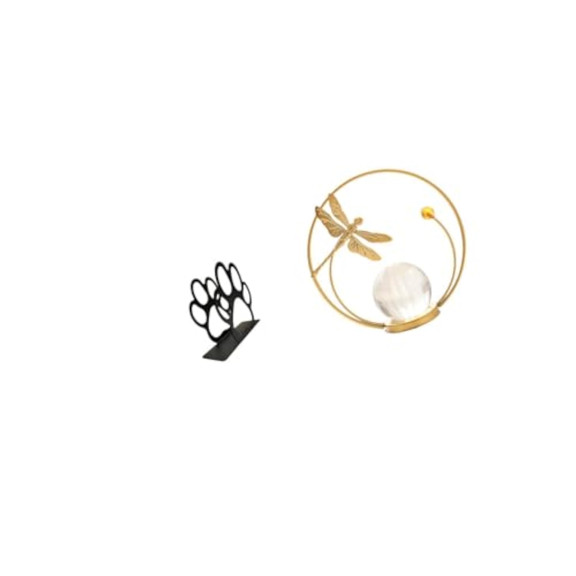 Chic Dog Paw Crystal Ball Tissue Organizer Metal Sculpture