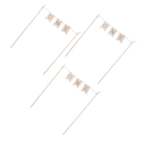 BESPORTBLE 3 Piezas One Topper de Madera Natural para Pastel de Primer Cumpleaños Niña de Diseño y Estable Decoración Rústica y Elegante para Fiestas Familiares y Celebraciones