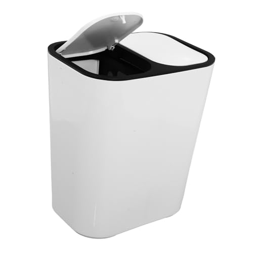 Caneca de basura rectangular blanca para cocina