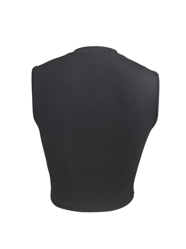 SHENHE Women's Letter Graphic Print Tank Top Sleeveless Notched Neck Cropped Tee Top2