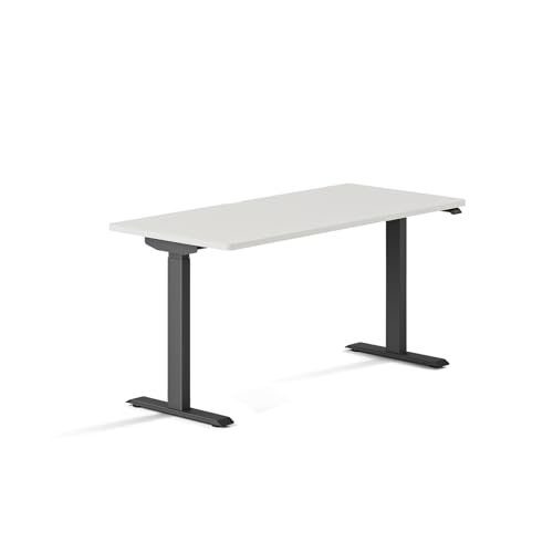 Image of Branch Duo Standing Desk, Adjustable Standing Desk with 20 inch Range | OLED Control Panel, Frameless Design and Compact Size Suitable for Many Spaces, 58 Inches, White Top, Charcoal Base