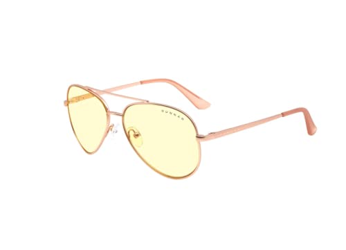 GUNNAR - Premium Gaming and Computer Glasses - Blocks 65% Blue Light - Maverick, Rose Gold, Amber Tint