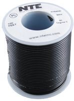 NTE Electronics WH26-00-100 Hook Up Wire, Stranded, Type 26 Gauge, 100' Length, Black