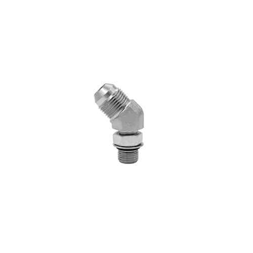 Image of (2-PACK) 6802-08-06-NWO Hydraulic Hose Adapter Fitting 1 /2 inch Male JIC 37Flare(3 /4 inch-16 inchUNF)x3 /8 inch Male Adjustable Nut O-Ring Boss(9 /16 inch-18UNF)45Elbow SAE Pipe Joints Connector Carbon Steel