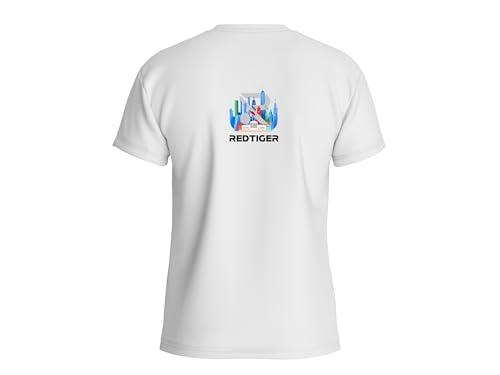 REDTIGER Unisex Cotton Casual T-Shirt, Crew Neck, White(2XL)