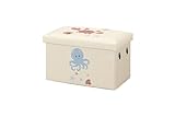 Generisch Sitztruhe Kinderzimmer 30x50x30 cm mit Stauraum und gepolsterter Sitzfläche bis 60 kg (Beige)