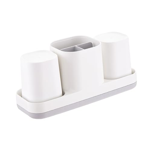 iplusmile 歯ブラシホルダー 食品 製 シンプルでシックな浴室収納 歯磨き粉ラック付き 対応 トイレや洗面所整理用