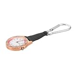 Amosfun Orologio da Tasca a Moschettone con Cinturino in Pelle, Oro