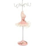 Toyvian Soporte para Joyas Modelo Vestido Rosa, Estante de Joyería de Maniquí Giratorio, Organizador para Pendientes y Collares, Exhibidor Creativo para Tocador y Decoración