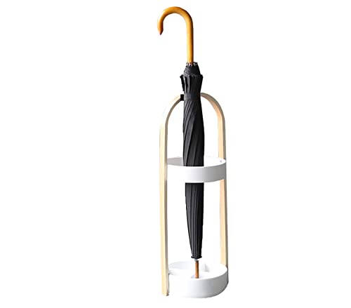 Porte-parapluie cylindrique en bois-plastique de 68 cm avec crochets