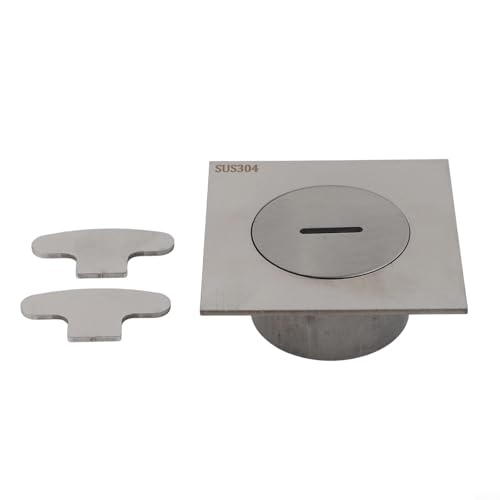 Tapón de limpieza para piso cuadrado de acero inoxidable 304, 10x10 cm, con tapa ranurada para mantenimiento de tuberías de desagüe, compatible con diámetros de instalación de 75-90 mm y profundidad ≥50 mm, diseño antiolor miniatura 4