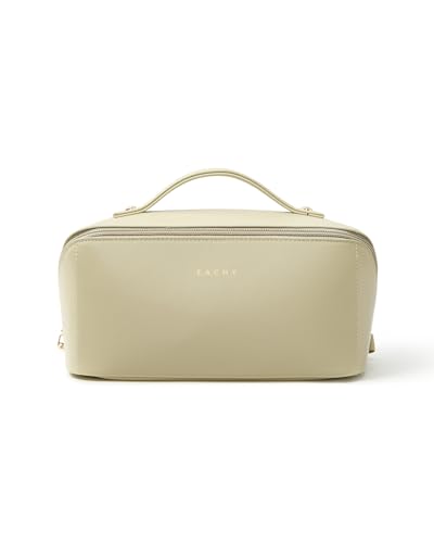 Image of EACHY Travel Makeup Bag, Large Capacity Cosmetic Bag for Women, Waterproof PU Leather, Flat Open Portable Toiletry Bag for Skincare, Brushes & Travel Essentials