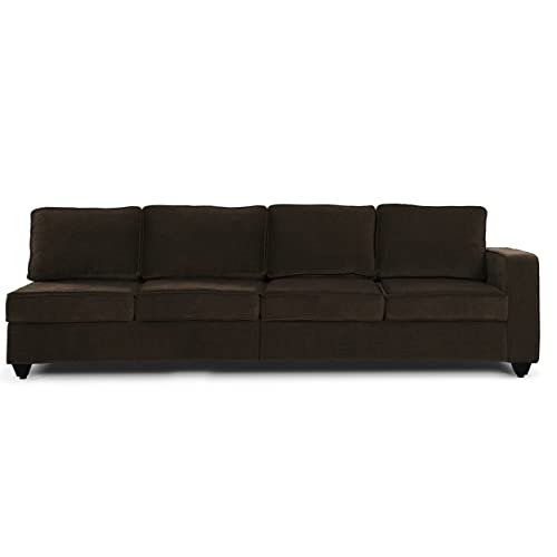 Image of Wakefit Sofa Set | 3 Year Warranty | Sofa 3 Seater, 3 Seater Sofa for Living Room, Wooden Sofa Set, 4 Seater + Left Aligned, Sofa for Living Room - Napper(Malphino : Dark Earth)