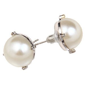 Bubble Stud Earrings Silver Plate Pearlized