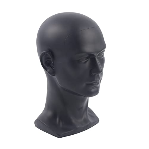 chennnls Davinona Cabeza de maniquí masculino, cabeza de peluca de PVC, cabeza decorativa, cabeza de maniquí, sombreros, gafas, pelucas, joyas (negro)