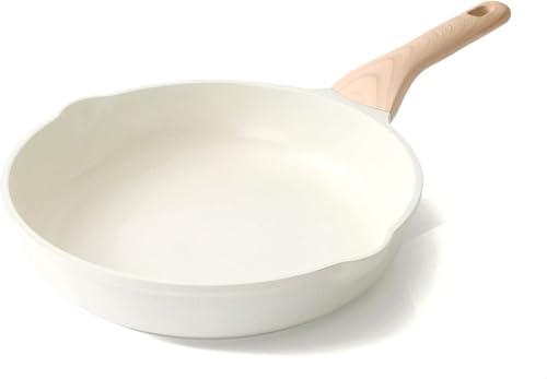Image of Niyam Nonstick Frying Pan Skillet, Granite Cooking Pan, Healthy and Non Toxic, Ergonomic Handles, Suitable for All Stove, PFOA Free (White, 20)