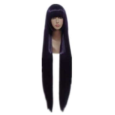 COSPLAZA Cosplay Wigs Long Straight Deep Purple Anime Hair Halloween Party Role Play Props with Flat bangs