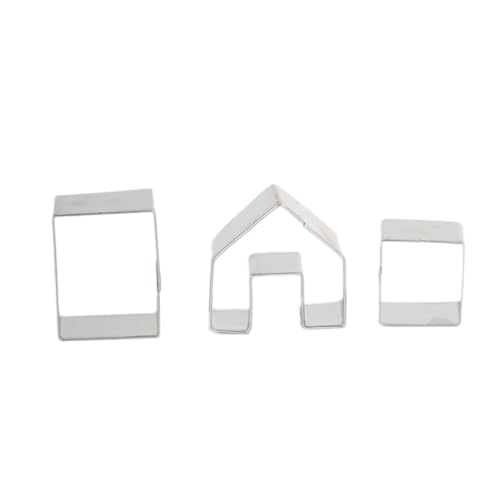 ABOOFAN 3 Piezas Molde Para Galletas Con Forma De Casa Jengibre Broches De Presión Galleta De Perro Árbol Cortadores De Galletas De Otoño Formador De Galletas Mini Estaño Reno Tapa Silver