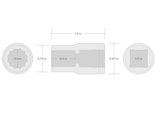 Image of TEKTON 1 /2 Inch Drive x 13 mm Shallow 12-Point Socket | SHD22313