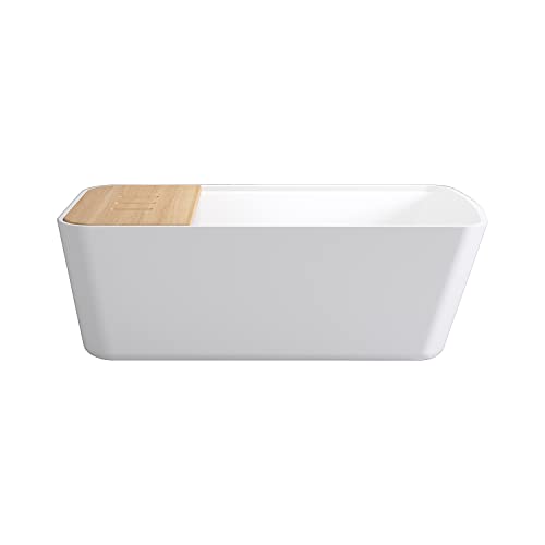 Bañera Pibor con estante de Bambú (blanco) Cover