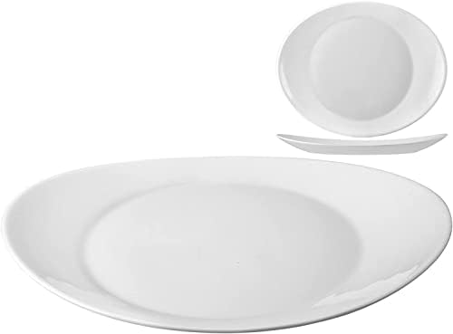 Bormioli Rocco Prometeo Serving Platters / Steak Plates / Extra-Large Dinner Plates - Oval Shape / Strong Tempered Opal Glass  Microwave & Dishwasher-Safe  Luxury Italian Tableware (4)