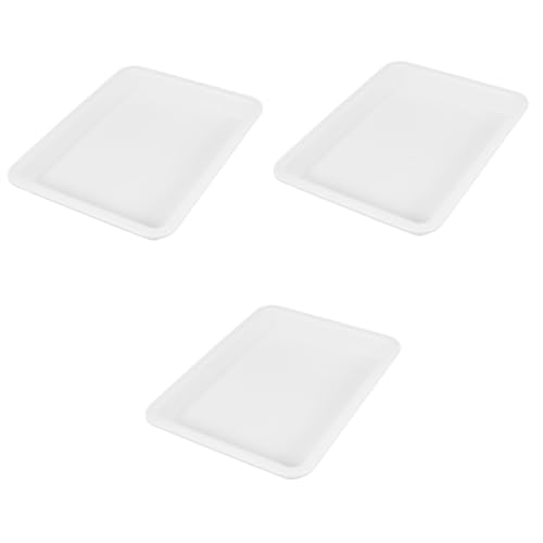 OSOLADY 3pcs Laboratory Square Plate Utility Tray Labs Dissection Tray Reagent Tray Lab Tray Experiment Tray Laboratory Storage Tray Dissection Pan Weighing Scale Trays White Plastic