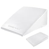 HOMBYS Satin Bed Wedge Pillow Cover Silky & Smooth Wedge Pillowcase 1 Pack 24x24x8, Soft & Breathable, Removable & Machine Washable-Zipper Design (Pillow Not Include), (White, 24'x24'x8')
