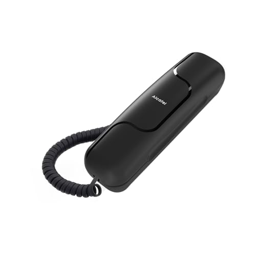 ALCATEL T06 - Téléphone Fixe Filaire - Design Ultra Compact - Fixation Murale - Touche Rappel - Noir