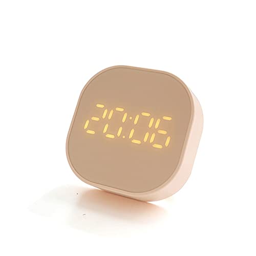 HSYSA Carré 3 Couleurs Petit réveil,muet Lumineux LED Horloge de Table numérique de Bureau électronique multifonctionnelle (Color : Rosa)