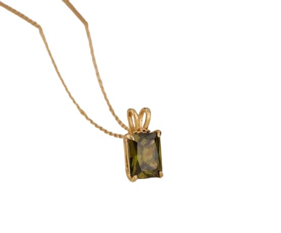 Pendentif péridot taillé en baguette et argent doré 925 fait main