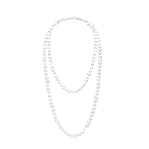Long White Pearl Necklace 150cm/59 Adjustable Multi-Strand Faux Pearls for Women, Bridal Wedding Vintage Gatsby Jewelry for Party & Elegant Events