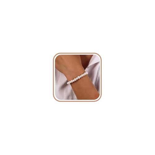 Image of CZ Pearl Bracelets for Women, 925 Sterling Silver Natural Pearl with Cubic Zirconia Crystal Bead Sparkle Bracelet for Brides Adjustable Silver Handmade Jewelry Bracelets for Birthday Party Graduation Jewelry Gifts