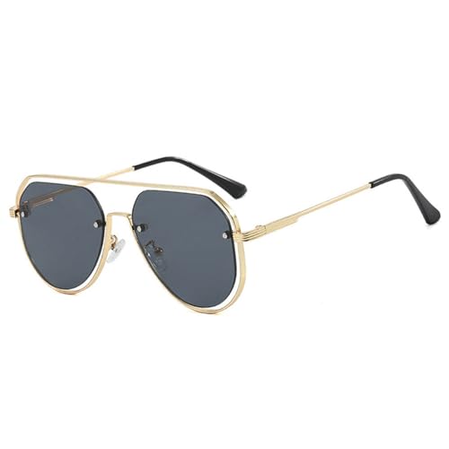 Lunettes de soleil double pont en métal creux rétro pour femme et homme | Protection UV tendance