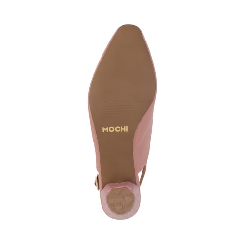 Image of Mochi Women Synthetic Leather Claasic Block Heel Backstrap Sandal