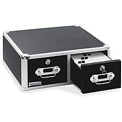 Vaultz Locking 4 x 6 Index Card Cabinet, Double Drawer, Black (VZ01395)